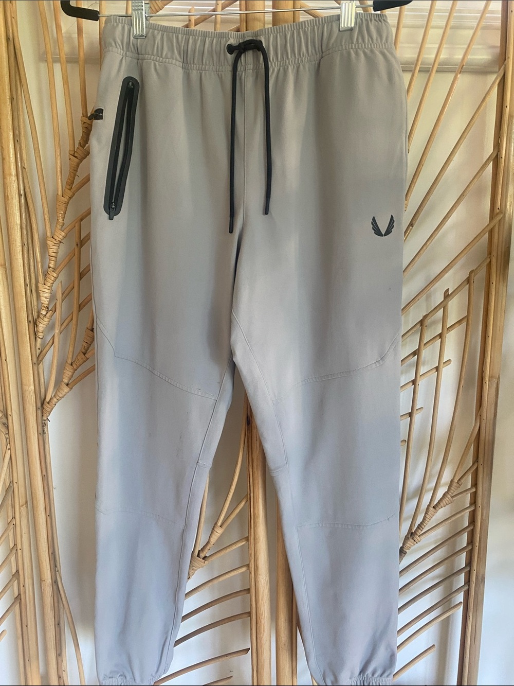 ASRV Light Gray Men's Joggers with Black Drawstring